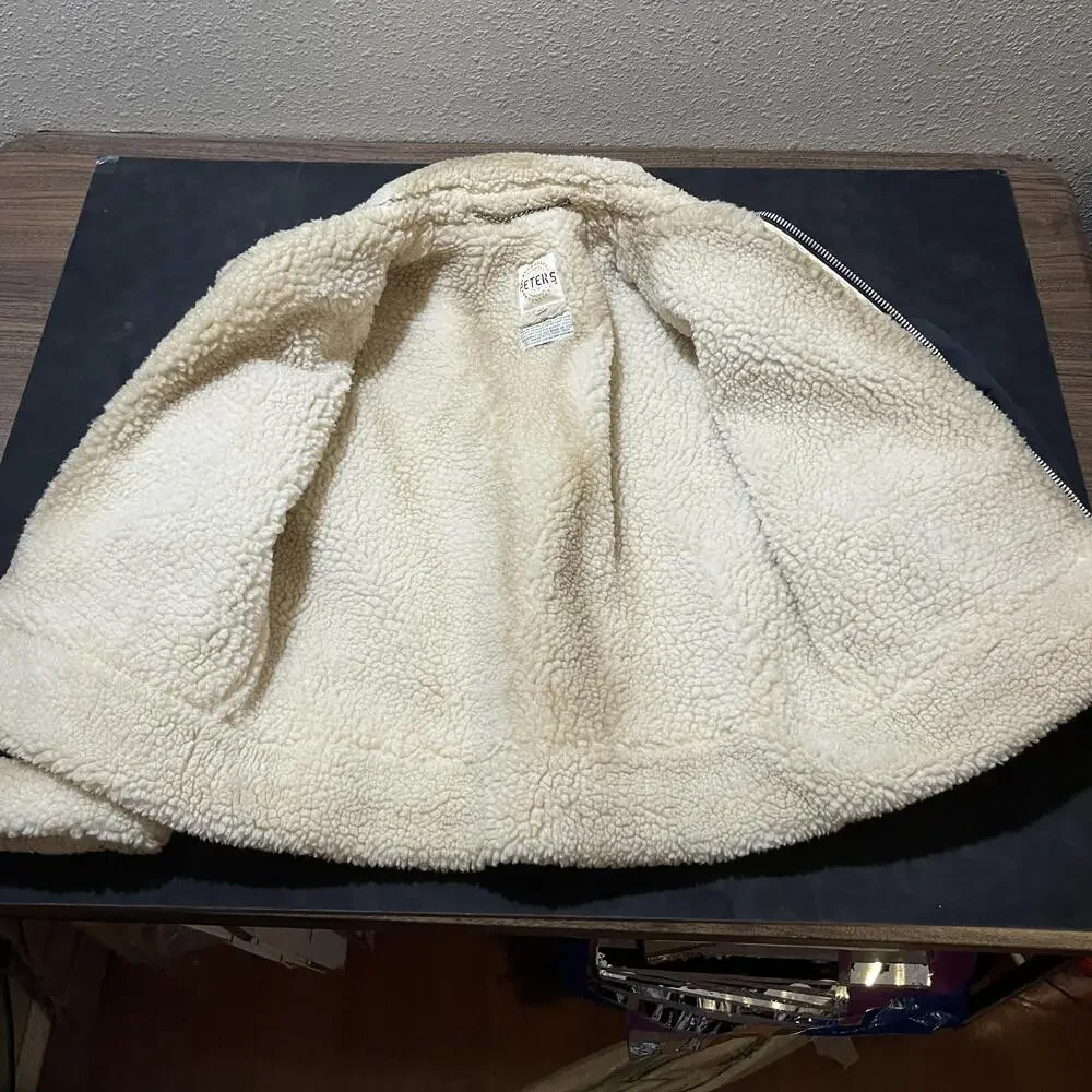Vintage B-3 Jacket Men Army Bane Sherpa Lined Shearling Collar 1970s Talon Zip